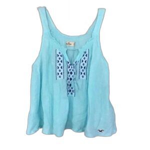 Hollister Tank Top HCO Aztec Tribal Sky Blue Lightweight Sleeveless XS S MINT!
